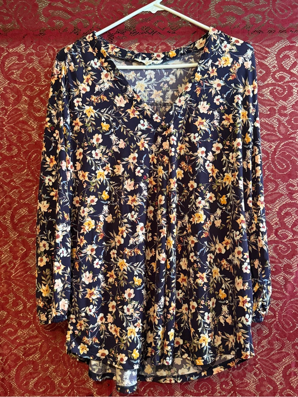 Two by Vince Camuto Floral Boho V-Neck Blouse | Size XL